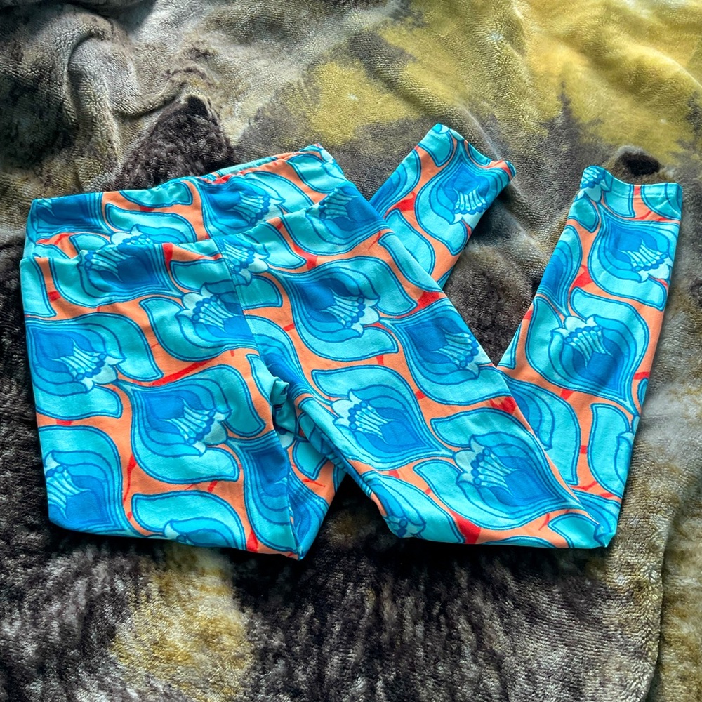 #21 One size Lularoe Blue and Orange Leggings 🤩💙🧡 NWOT